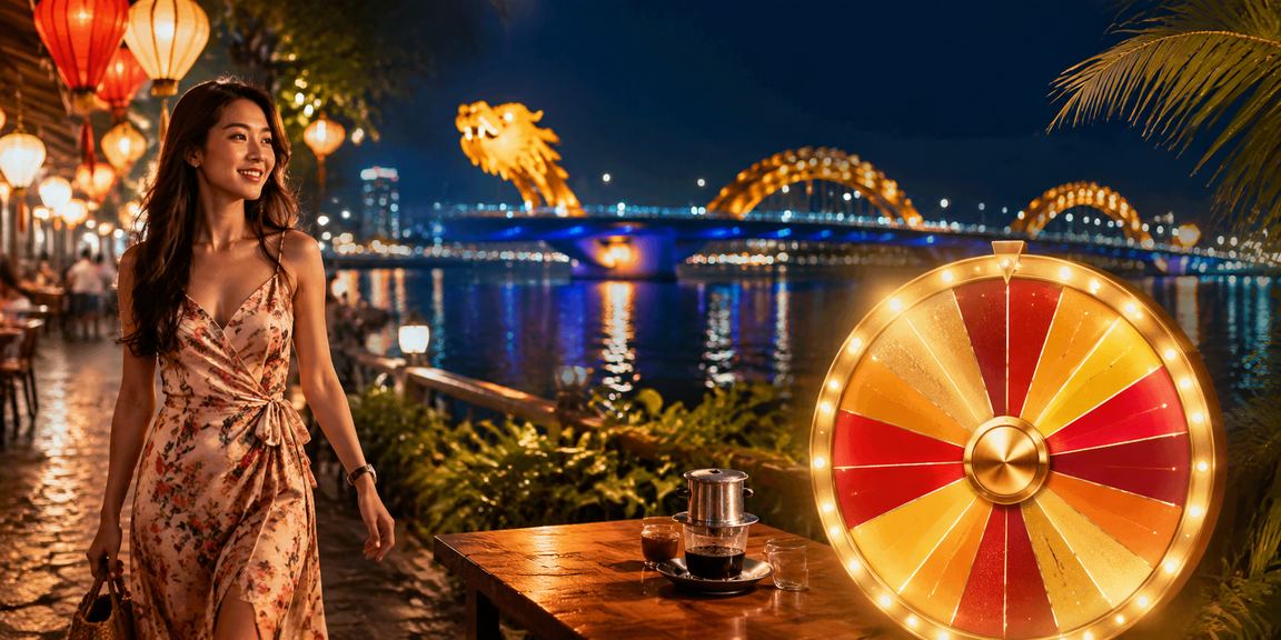 Người dùng Đà Nẵng tham gia vòng quay may mắn tại quán cà phê Việt Nam