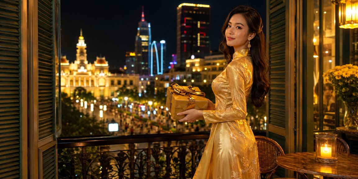 Cô gái áo dài tại TP. Hồ Chí Minh chơi slot game và dùng voucher ưu đãi