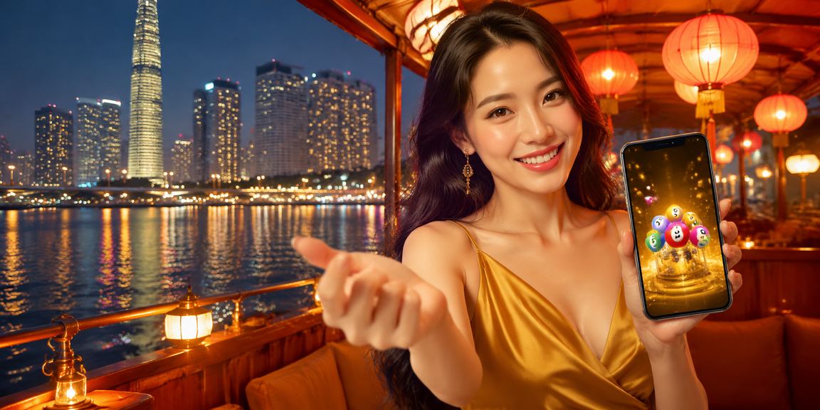 Khu chợ đêm sôi động tại TP. Hồ Chí Minh với màn hình hiển thị kết quả xổ số và trò chơi